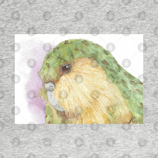 watercolor kakapo owl parrot portrait painting by Oranjade0122